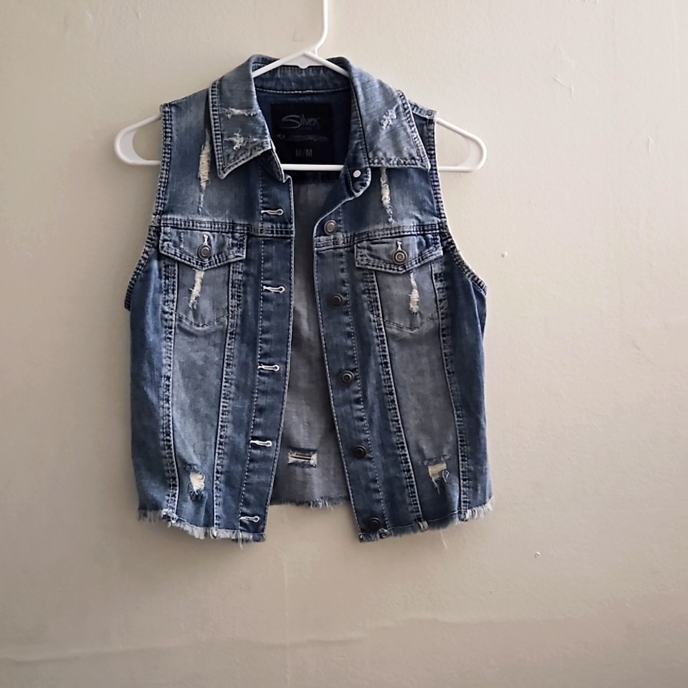 Medium Silver Jeans Denim Vest